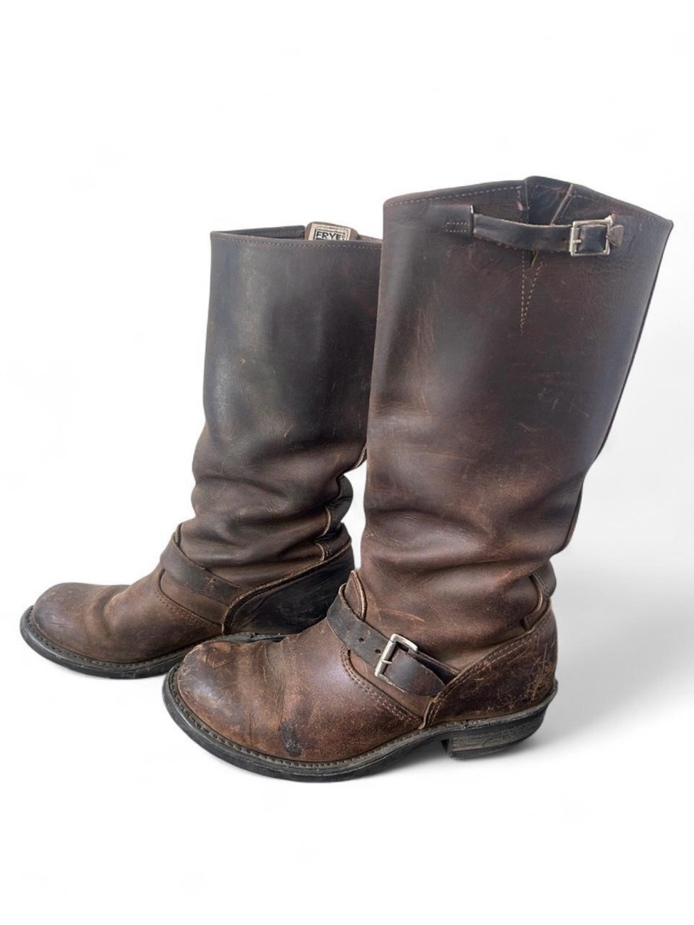 Frye Brown Leather Cowboy Engineer Boots